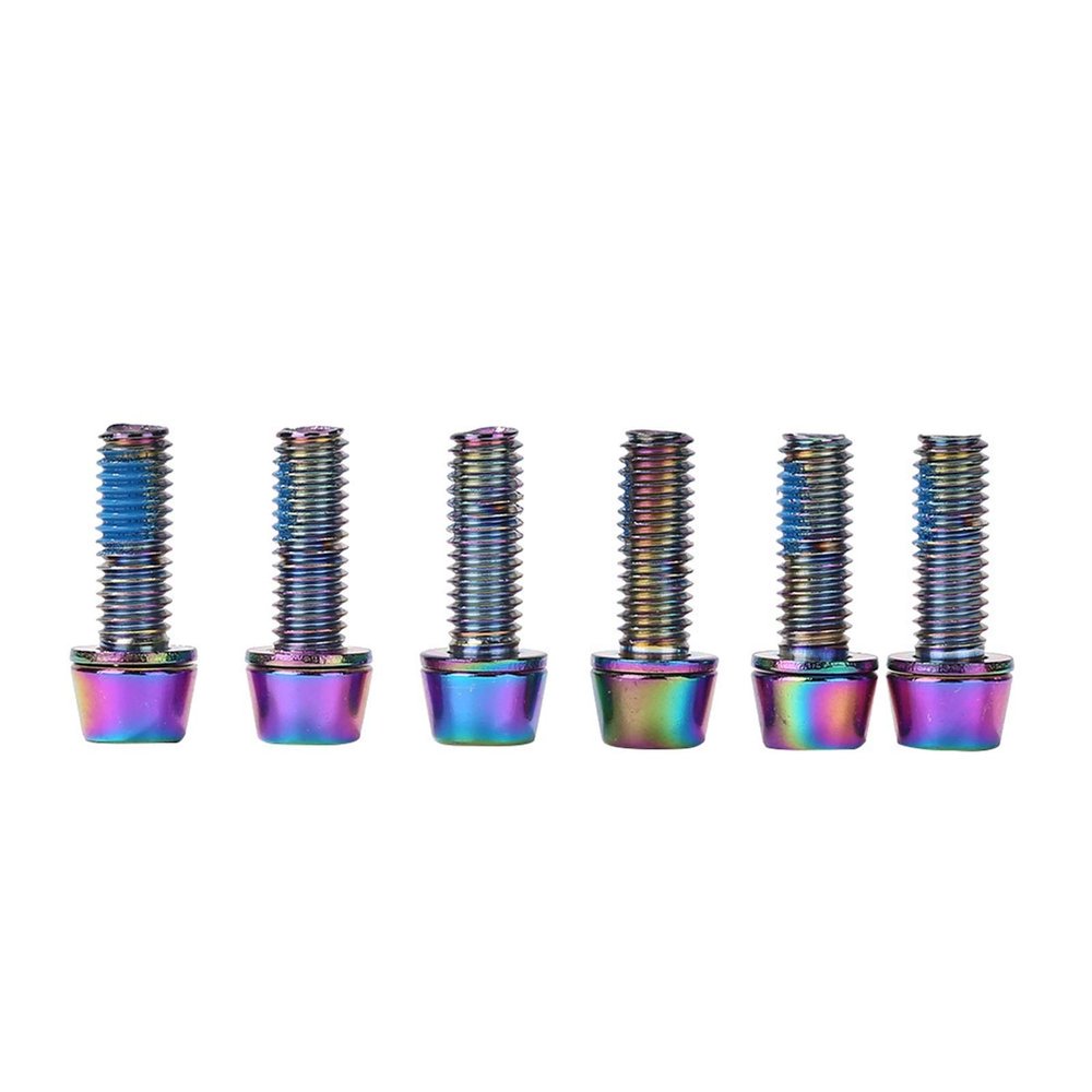 Bicycle Accessories 6pcs 18mm Bike Screws M6 Bicycle Stem Fixing Bolt Mountain Bicycle Repair Tools for Disc Brake V Brake Bike Parts (Color : Multicolor)