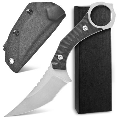 Ccanku C1152 Fixed Blade Knife, D2 Blade G10 Handle EDC Tool Knife for Outdoor Camping Hiking(Silver)