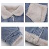 EISHOW Toddler Baby Girls Denim Jacket Faux Fur Collar Hooded Jean Coat Warm Thicken Fleece Lined Plush Jean Outwear Snowsuit (01 Blue,6-9M,6 Months,9 Months) view 4