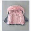 EISHOW Toddler Baby Girls Denim Jacket Faux Fur Collar Hooded Jean Coat Warm Thicken Fleece Lined Plush Jean Outwear Snowsuit (Pink-short denim,3-4T,3 Years,4 Years) view 3