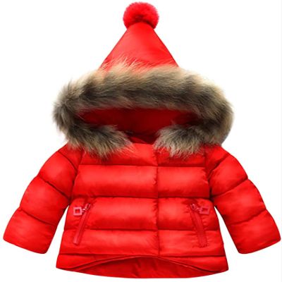 EISHOW Toddler Baby Girls Boys Faux Fur Outerwear Jackets Snowsuit Warm Hooded Thicken Fleece Down Coat Winter Hoodie Outwear (Red,18-24 Months,18 Months,24 Months)