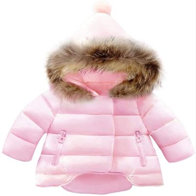 EISHOW Toddler Baby Girls Boys Faux Fur Outerwear Jackets Snowsuit Warm Hooded Thicken Fleece Down Coat Winter Hoodie Outwear (Pink,18-24 Months,18 Months,24 Months)
