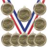 10 Pack of Perfect Attendance Gold Medals Trophy Award with Neck Ribbons MS2 view 1