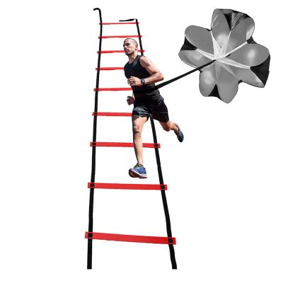 Agility Ladder Speed Agility Training Set, Include 3m Adjustable Agility Ladder/1 Resistance Parachute, for Sprint Running Football Training