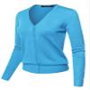 Light Weight Solid V-Neck Button Closure Long Sleeves Sweater Cardigan Sky Blue 1XL view 1