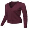 Light Weight Solid V-Neck Button Closure Long Sleeves Sweater Cardigan Burgundy2 1XL view 1