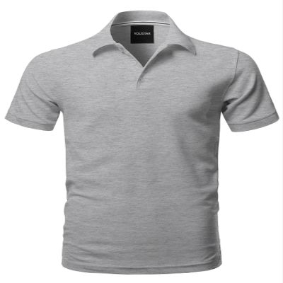 Style by William Solid Short Sleeves Basic Quality Side Slit Performance Polo Shirt Gray S