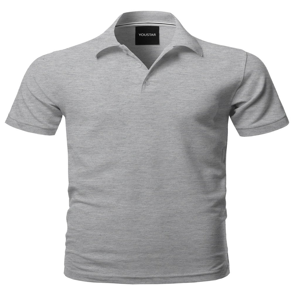 Style by William Solid Short Sleeves Basic Quality Side Slit Performance Polo Shirt Gray S