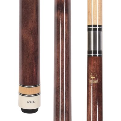 ASKA L3 No Wrap Pool Cue Stick, 58" Hard Rock Canadian Maple, 13mm Hard Tip, 5/16x18 Stainless Steel Joint (Mahogany 19-Ounce)