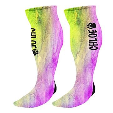 FAN STAR Personalized Paw Print Knee High Socks, Custom Mascot Paw Team Socks, Knee High Mascot Socks Tigers, Bears, Wildcats