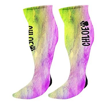 FAN STAR Personalized Paw Print Knee High Socks, Custom Mascot Paw Team Socks, Knee High Mascot Socks Tigers, Bears, Wildcats
