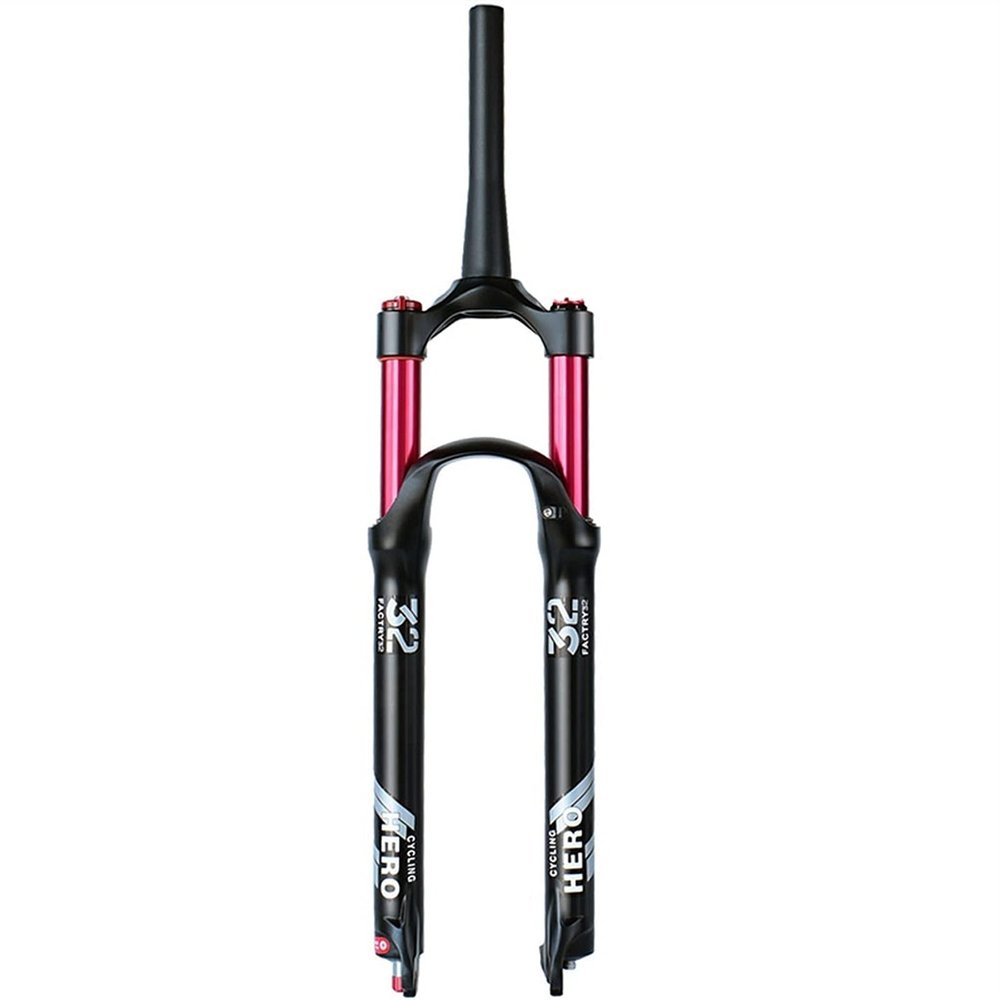 LYYCX Bike Suspension Forks 26/27.5/29 Inch Travel 130mm, Rebound Adjust 1-1/8" Straight/Tapered Tube QR 9mm Accessories Lightweight Disc Brake Front Forks(Tapered Manual,27.5 inches)