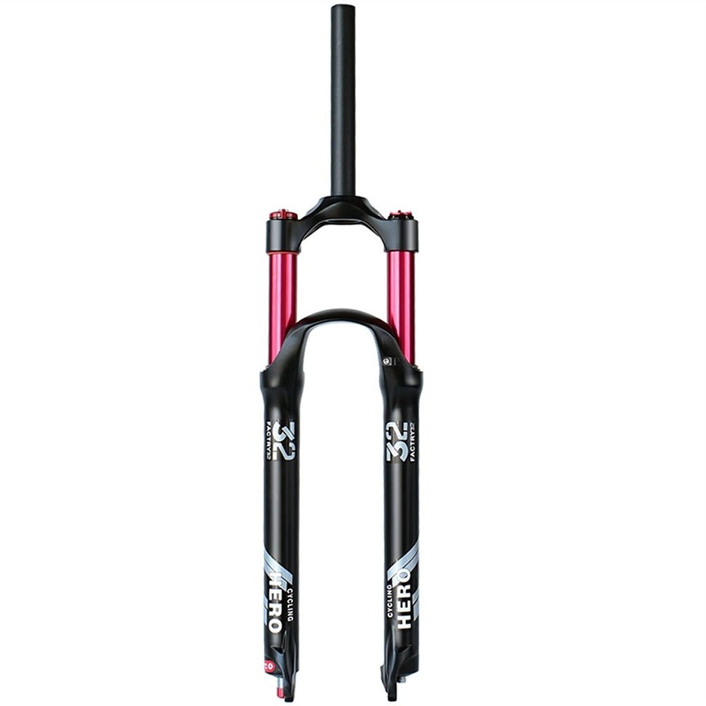 LYYCX Bike Suspension Forks 26/27.5/29 Inch Travel 130mm, Rebound Adjust 1-1/8" Straight/Tapered Tube QR 9mm Accessories Lightweight Disc Brake Front Forks(Straight Manual,26 inches)