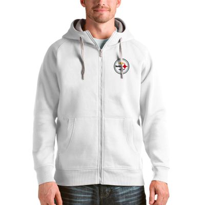 Antigua Men's White Pittsburgh Steelers Victory Full-Zip Hoodie