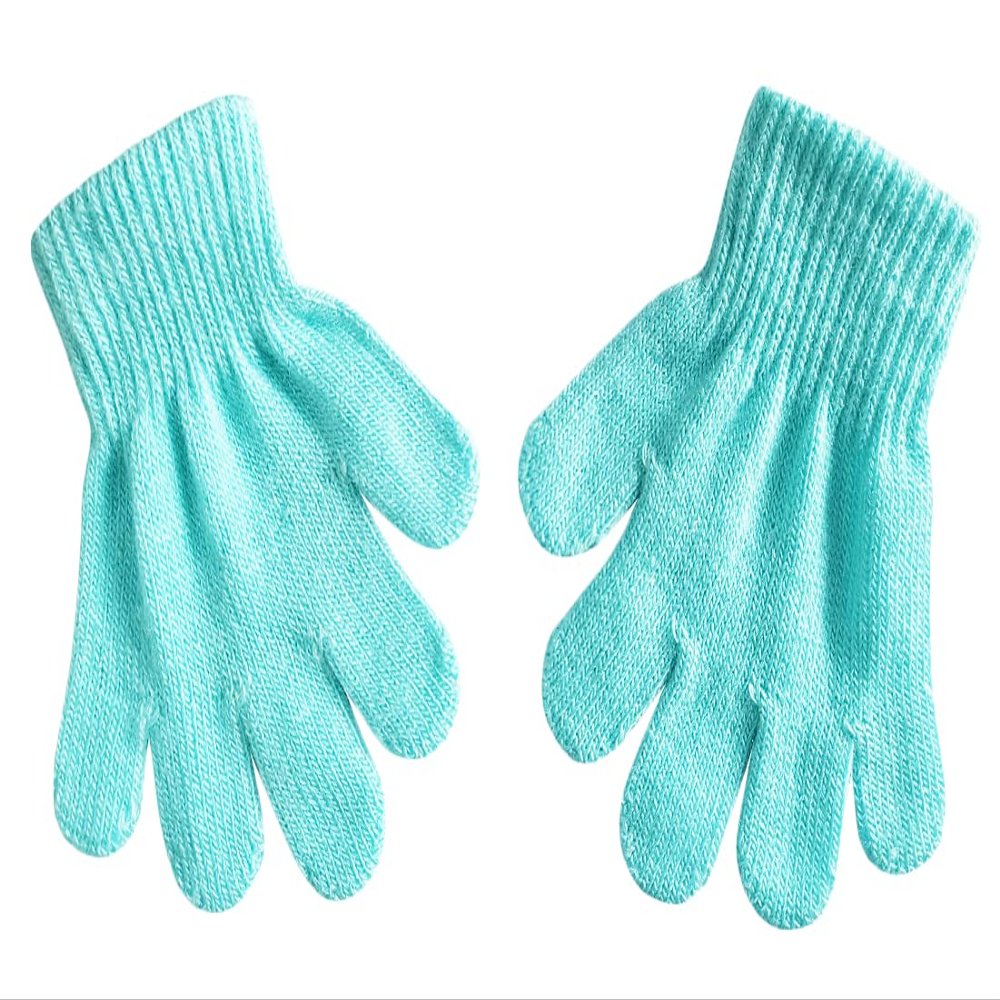 BaiX Toddler Boys and Girls Winter Knitted Writing Gloves, 1-3 Years Old (Sky Blue)