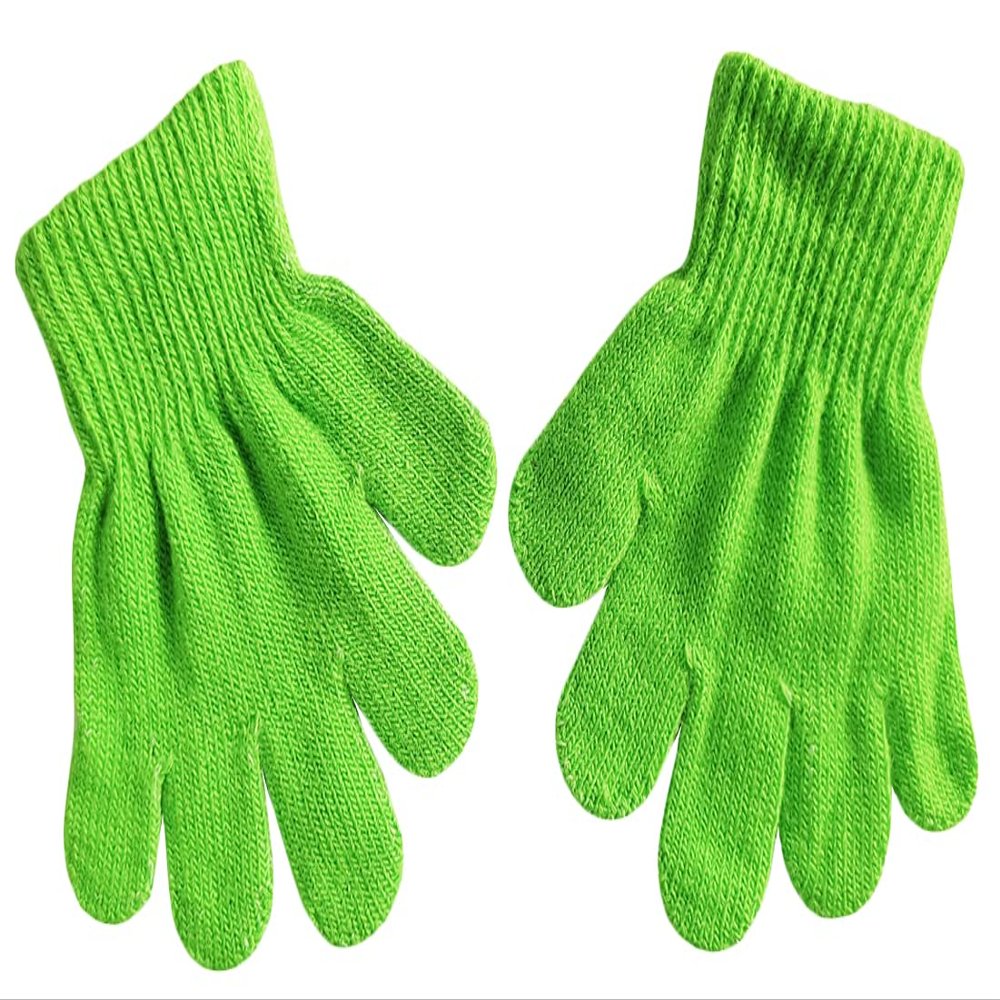 BaiX Toddler Boys and Girls Winter Knitted Writing Gloves, 1-3 Years Old (Green)
