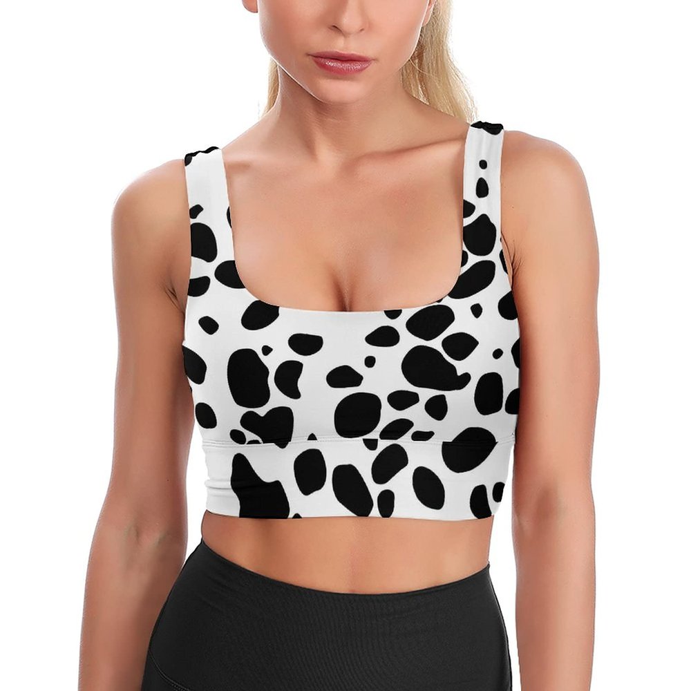 BAIKUTOUAN Dalmatian Dog Skin Women's Sports Bra Yoga Tank Tops Printed Padded Crop