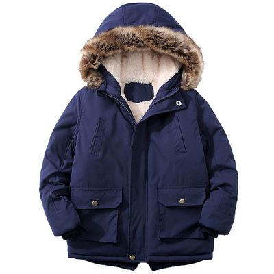 EISHOW Baby Boys' Winter Jackets Down Coats Toddler Faux Fur Hooded Overcoat Dress Warm Cotton Lined Thick Trench Outerwear (Navy,8-9T,8 Years,9 Years)
