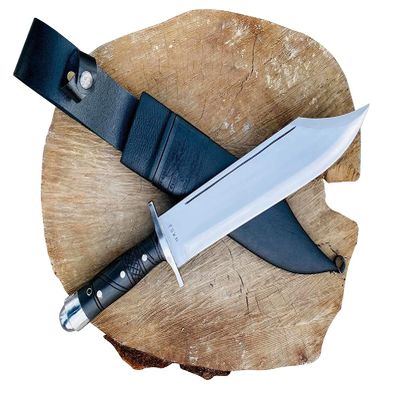 EGKH -12 Inches Custom Double Guard Handle Bowie Knife- Outdoor Hunting Survival Knife, Full Tang Hand Forged Knife- Handmade in Nepal.