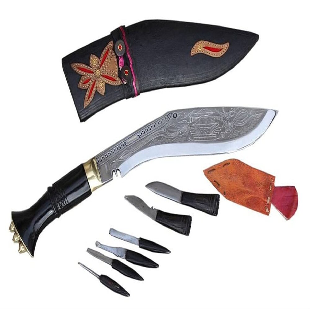 EGKH-10.5" Ganjawal Traditional Khukuri-Very attractive khukuri - Himalayan Kukri Nepal-Dragon Engraved Khukuri - Historical Khukuri