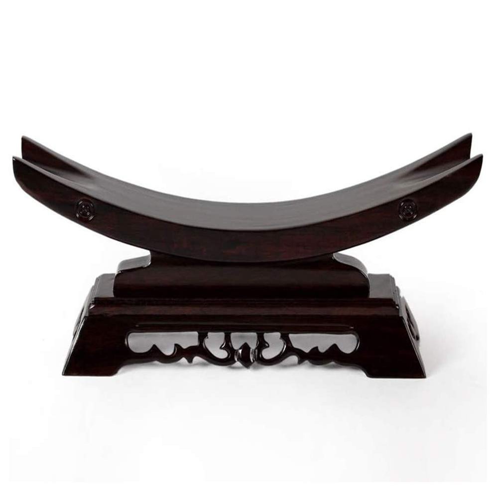 Jonoisax Crescent Shape Sword Stand Display Stand,Classical Hollow Carving,for Katana Wakizashi Tanto Samurai Sword Display,Crafts,Black,19cm*5.5cm*11cm
