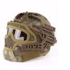Outdoor Airsoft Shooting Head Protection Gear Adjustable Head Locking Strap Suspension System PJ Fast Tactical Helmet with Mask with Goggles - A-TACS view 1