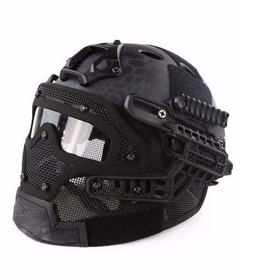 Outdoor Airsoft Shooting Head Protection Gear Adjustable Head Locking Strap Suspension System PJ Fast Tactical Helmet with Mask with Goggles - Typhoon