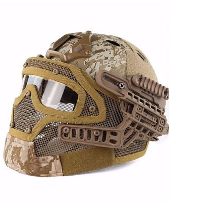 Outdoor Airsoft Shooting Head Protection Gear Adjustable Head Locking Strap Suspension System PJ Fast Tactical Helmet with Mask with Goggles - DD