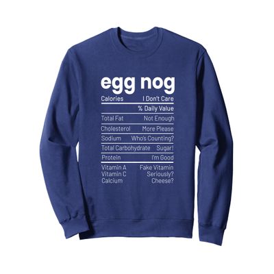 Egg Nog Nutrition Facts Christmas Nutrition Facts Sweatshirt