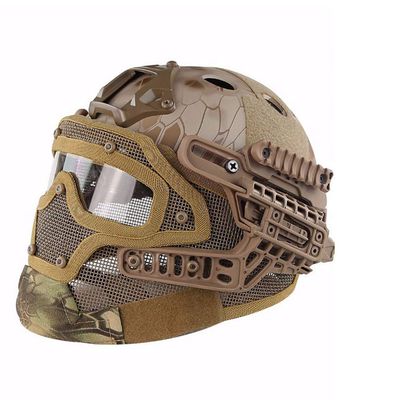 Outdoor Airsoft Shooting Head Protection Gear Adjustable Head Locking Strap Suspension System PJ Fast Tactical Helmet with Mask with Goggles - Nomad