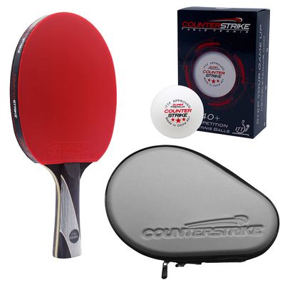 Counterstrike Rally Bandit Ping Pong Paddle Set | 6 Balls | Hard Protective Case | Professional Table Tennis Paddle | ITTF Approved | (Silver Paddle Hard Case)