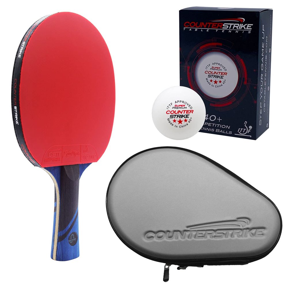 Counterstrike Phantom Light Ping Pong Paddle Set | 6 Balls | Hard Protective Case | Professional Table Tennis Paddle | ITTF Approved | (Silver Paddle Hard Case)