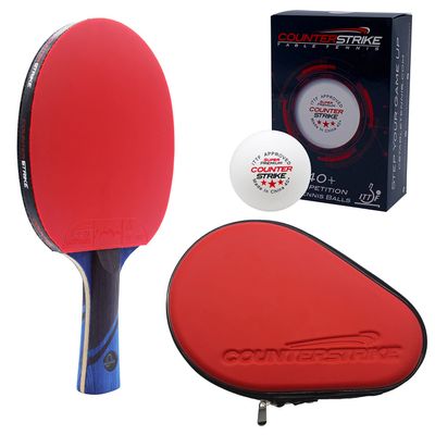 Counterstrike Phantom Light Ping Pong Paddle Set | 6 Balls | Hard Protective Case | Professional Table Tennis Paddle | ITTF Approved | (Red Paddle Hard Case)