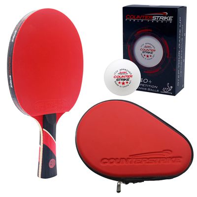 Counterstrike Red Widow Ping Pong Paddle, 6 Balls, & Hard Protective Case | Professional Ping Pong Paddle | Professional Table Tennis Paddle | ITTF Approved (Red Paddle Hard Case)