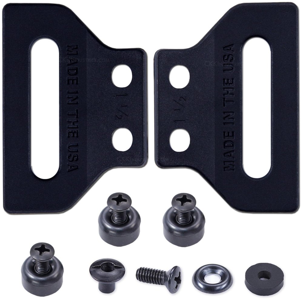 [1 Pair] HolsterSmith MM Wings - Holster Belt Loops - (Fits Belts up to 1.75 Inches) - (with Mounting Hardware) - Black - USA Made - Kydex & Leather Holster Making
