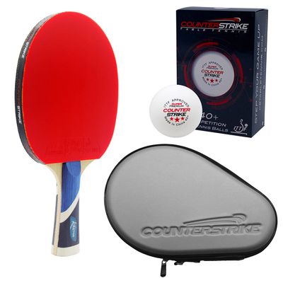 Counterstrike Karma Ping Pong Paddle Set | 6 Balls | Hard Protective Case | Professional Table Tennis Paddle | ITTF Approved | (Silver Paddle Hard Case)