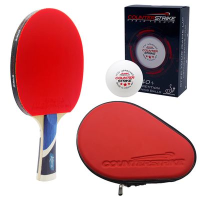 Counterstrike Karma Ping Pong Paddle Set | 6 Balls | Hard Protective Case | Professional Table Tennis Paddle | ITTF Approved | (Red Paddle Hard Case)