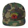 Apache Native American Indigenous 3D Puff Flatbrim Flat Brim Snapback Hat Green Camo view 1