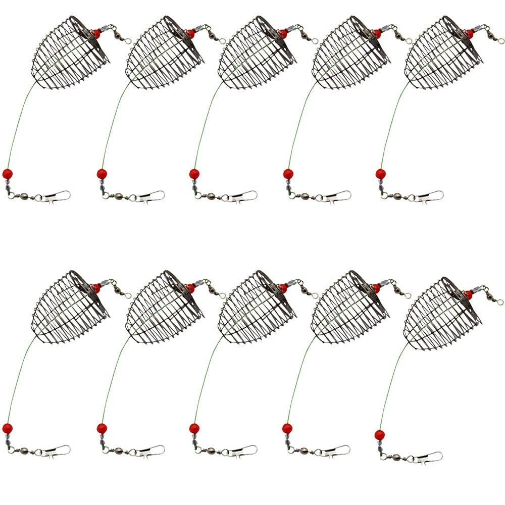 10 PCS Carp Fishing Bait Trap Cage Stainless Steel Fishing Trap Lure Cage Basket Feeder Holder Fishing Gear Tackle Accessories Trap Dia: 3.5CM/4.0CM/4.6CM Available (Medium(Trap Dia 4.0cm) 10PCS)