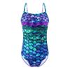 Hedmy Kids Girls One-Piece Mermaid Spaghetti Straps Swimsuit Criss Cross Bikini Swimwear Bathing Suits Purple&Green Fish Scales 6 Years view 1