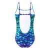 Hedmy Kids Girls One-Piece Mermaid Spaghetti Straps Swimsuit Criss Cross Bikini Swimwear Bathing Suits Purple&Green Fish Scales 6 Years view 2