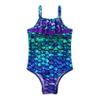 Hedmy Kids Girls One-Piece Mermaid Spaghetti Straps Swimsuit Criss Cross Bikini Swimwear Bathing Suits Purple&Green Fish Scales 6 Years view 3