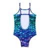 Hedmy Kids Girls One-Piece Mermaid Spaghetti Straps Swimsuit Criss Cross Bikini Swimwear Bathing Suits Purple&Green Fish Scales 6 Years view 4