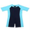 Hedmy Kids Boys/Girls One Piece Rash Guard Swimsuit Short Sleeves Surfing Zipper Shorty Wetsuit Bathing Suit Navy Blue&Sky Blue 5-6 Years view 3