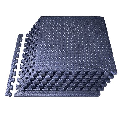 XQKXHZ Foam Exercise Mats, 12Pcs Interlocking Tiles Protective Flooring Mat, Non-Slip Fitness Mat for Exercise Equipment Interlocking Floor Tiles Gym Matt Cushion Workout Mat, 60 x 60 x 2.5cm,Navy