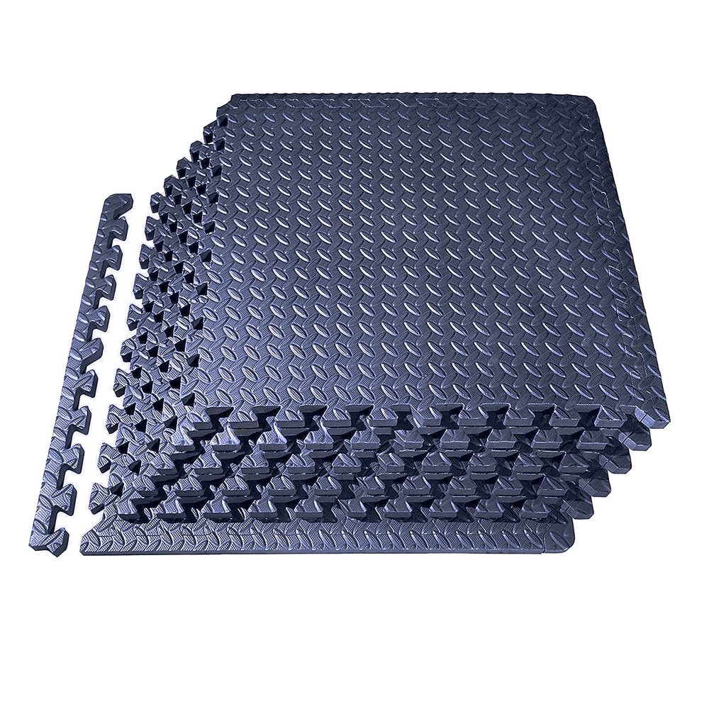 XQKXHZ Foam Exercise Mats, 12Pcs Interlocking Tiles Protective Flooring Mat, Non-Slip Fitness Mat for Exercise Equipment Interlocking Floor Tiles Gym Matt Cushion Workout Mat, 60 x 60 x 2.5cm,Navy