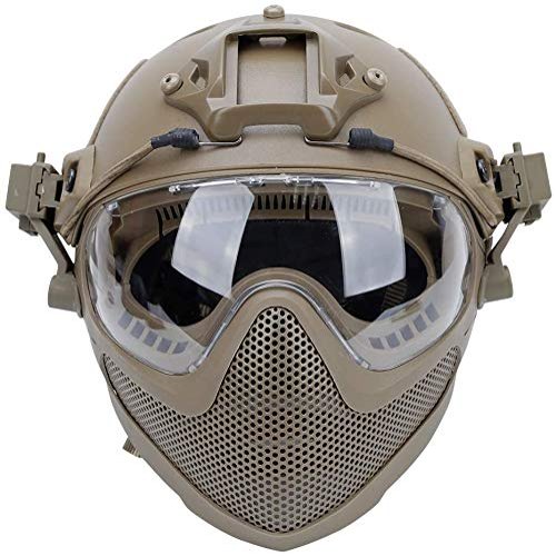 Tactical Airsoft PJ Helmet F22, A Full-Face Protective Helmet with Detachable Mask and Goggles, Outdoor Riding Helmets Such As CS Games.
