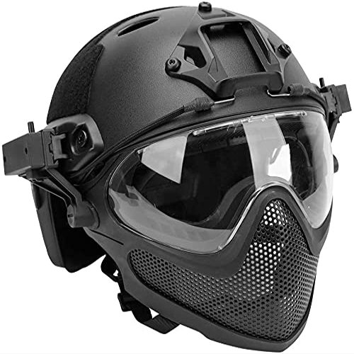 Tactical Airsoft PJ Helmet F22, A Full-Face Protective Helmet with Detachable Mask and Goggles, Outdoor Riding Helmets Such As CS Games.