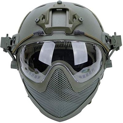 Tactical Airsoft PJ Helmet F22, A Full-Face Protective Helmet with Detachable Mask and Goggles, Outdoor Riding Helmets Such As CS Games.