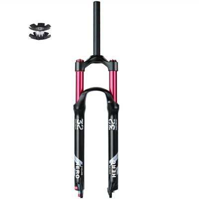 LYYCX Air Mountain Bike Front Fork 26 27.5 29 Inch, 140 Travel 9mm QR Rebound Adjust 1-1/8 Straight Tube/Tapered Tube Disc Brake Suspension Forks(Straight Manual,27.5 inches)